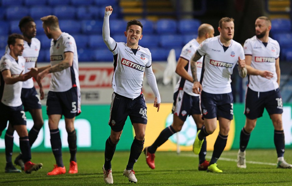 Zach Clough celebrates his breakthrough goal for Bolton against bottom side Sunderland