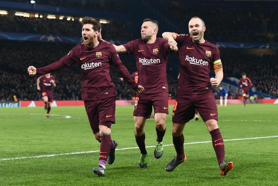  The Barcelona players got the chance to celebrate their equaliser in front of their own fans