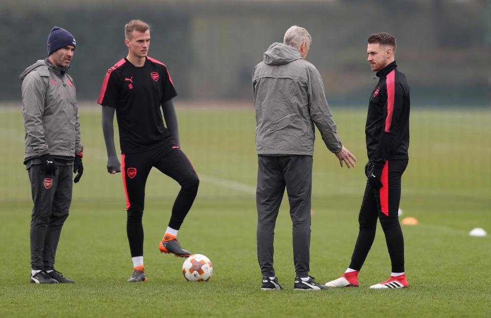  Aaron Ramsey. right, is struggling with a groin problem and will not play against Ostersunds