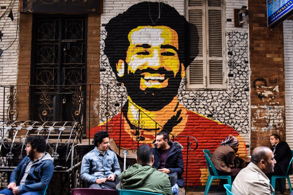 A mural of Mo at a coffee shop in Cairo 