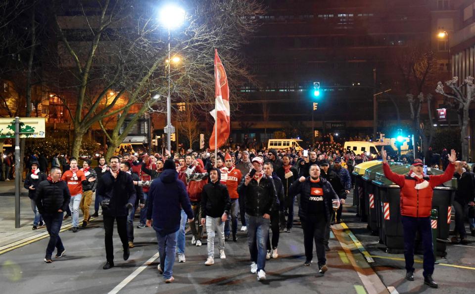  Bilbao and Spartak fans clashed ahead of their Europa League clash