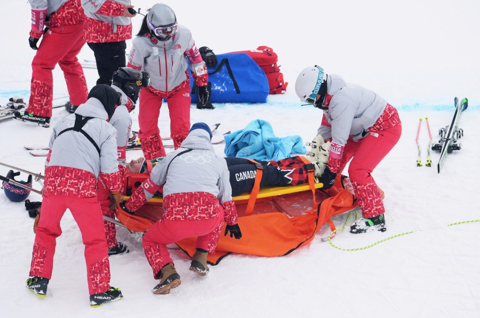 India Sherret was stretchered off the course after a brutal crash in the ski cross