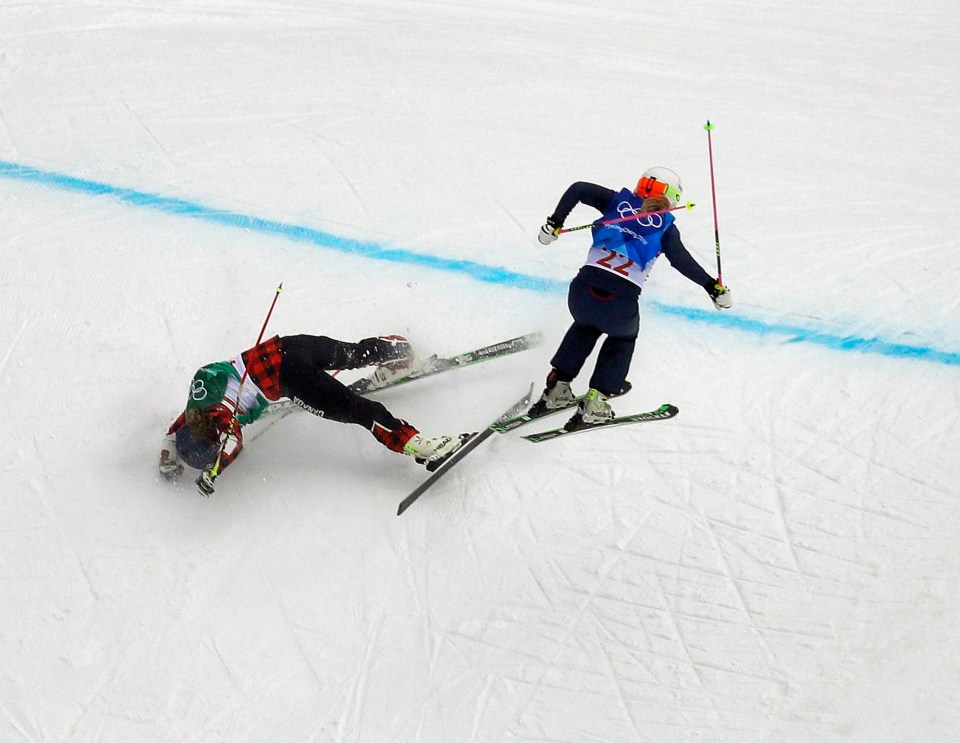 India Sherret was narrowly missed by a competitor after crashing into one of the jumps