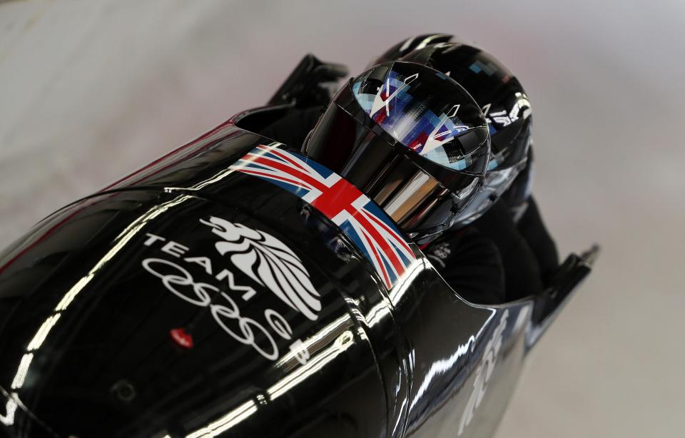  Lamin Deen during Bobsleigh training at the Olympic Sliding Centre during day fourteen of the PyeongChang 2018 Winter Olympic Games