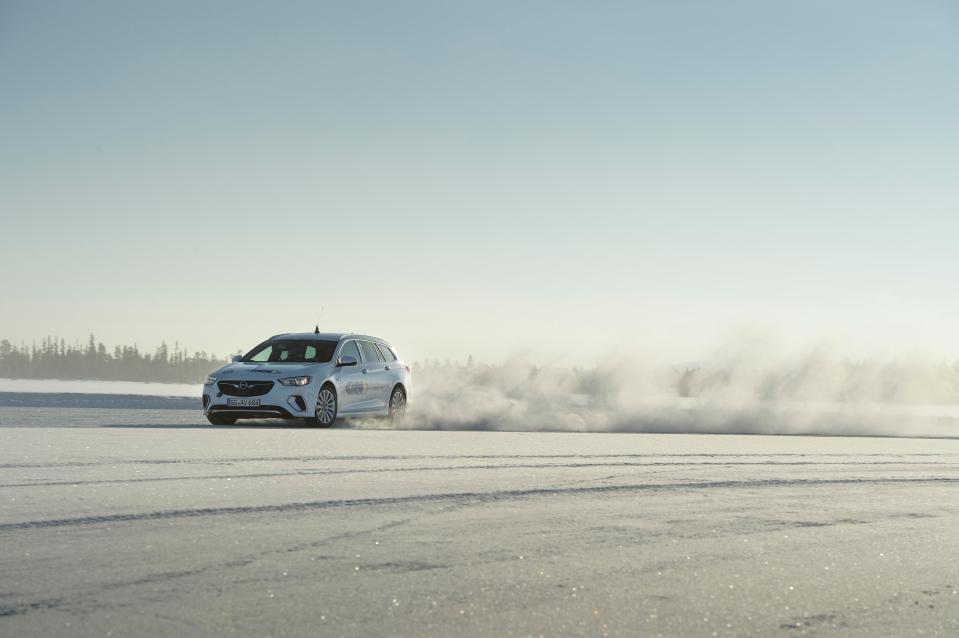  Turning even at low speeds on the polished ice sent the car into a deep, sideways drift