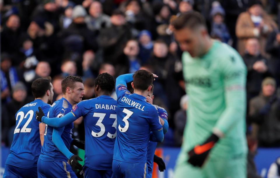  The Foxes players react after getting the equaliser in the second half