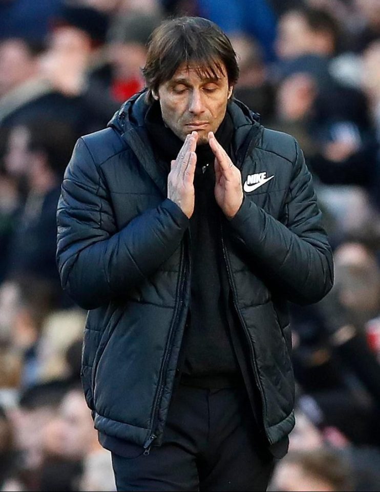  Antonio Conte has dropped to fifth with struggling Chelsea