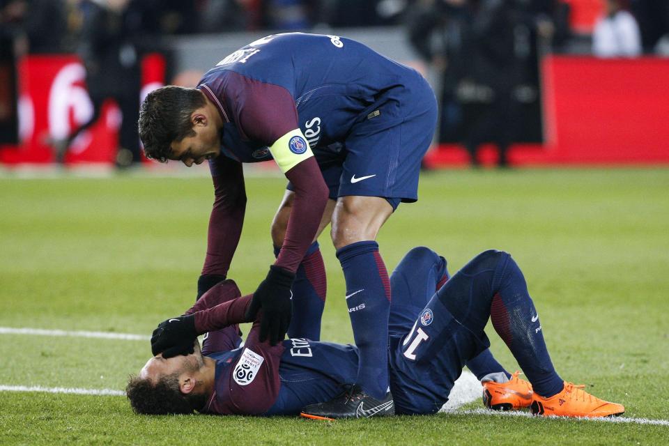  Neymar was taken off injured and is a doubt for the Champions League clash against Real Madrid