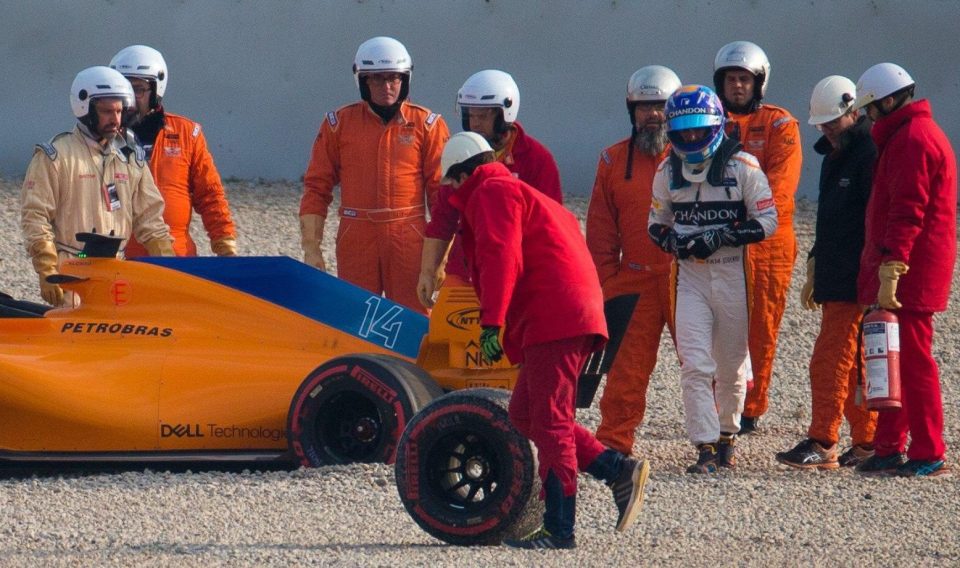  It's a wheely difficult situation so early in McLaren's practise routine