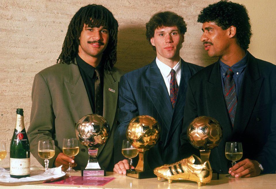  Gullit - with former AC Milan team-mates Marco van Basten and Frank Rijkaard - won the Ballon d'Or in 1987 and came second in 1988