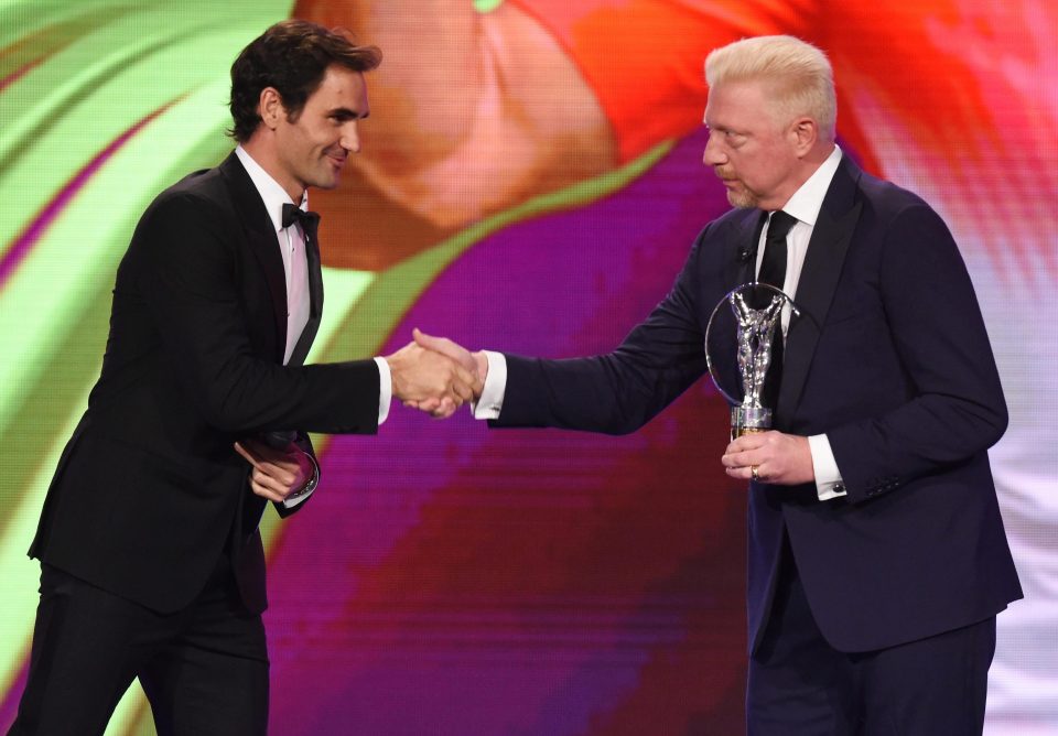  Roger Federer was handed his award by tennis legend Boris Becker at the ceremony