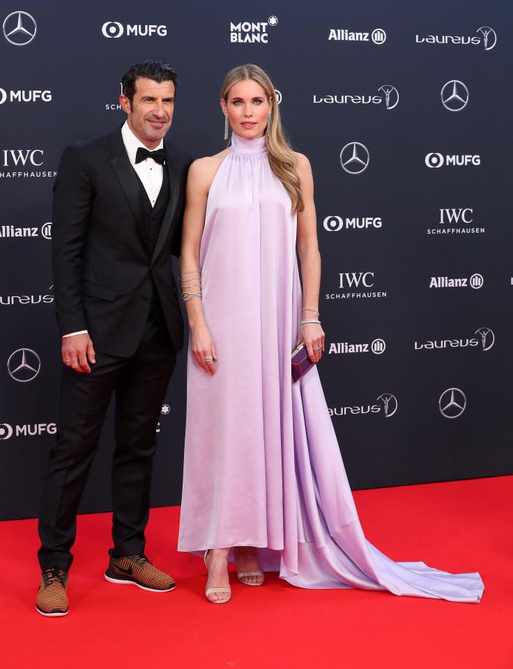  Laureus Ambassador Luis Figo with his wife Helen Svedin before the ceremony