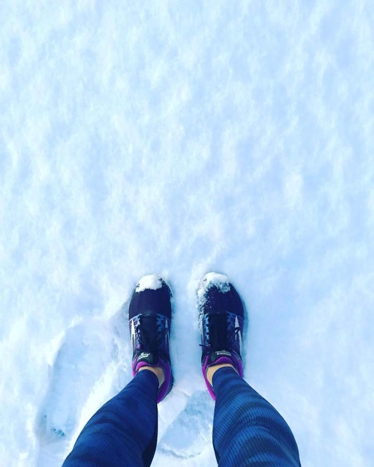  Jenni Falconer showed that she was one of the first in the snow early morning