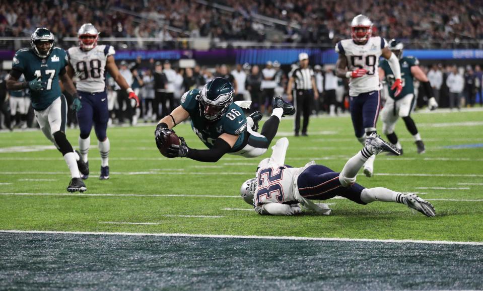  Zach Ertz scored what proved to be the game-winning touchdown