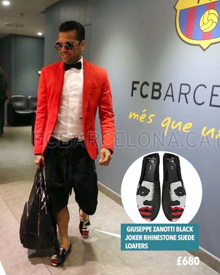  Dani Alves wore a £680 pair of Giuseppe Zanotti loafers at Barcelona