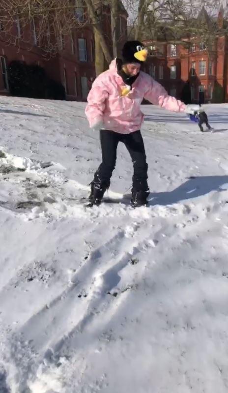  Stacey showed off her attempts to snowboard on her Instagram stories