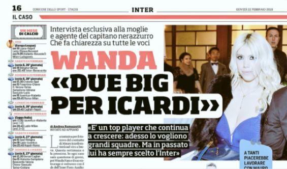  Wanda Nara gave an interview to Italian paper Corriere dello Sport