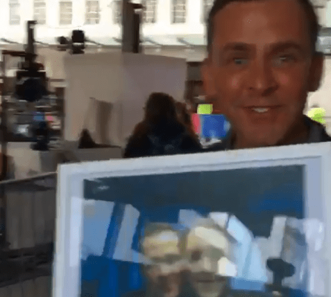  Radio 1 star Scott Mills pranked the singer by putting a picture of himself and Chris Stark hugging on the stage