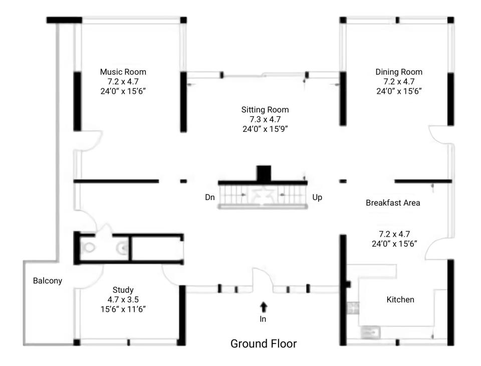  The ground floor features a study, music room and a dinging room