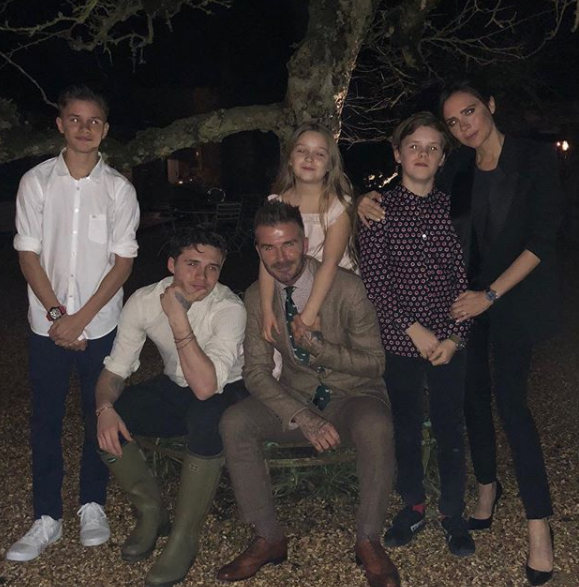 David shared a snap of his fashion designer wife with their four children