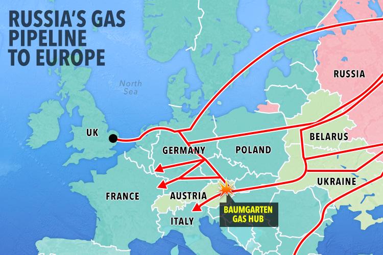  This map shows the ways that Russian gas is distributed all across Europe, reaching the UK