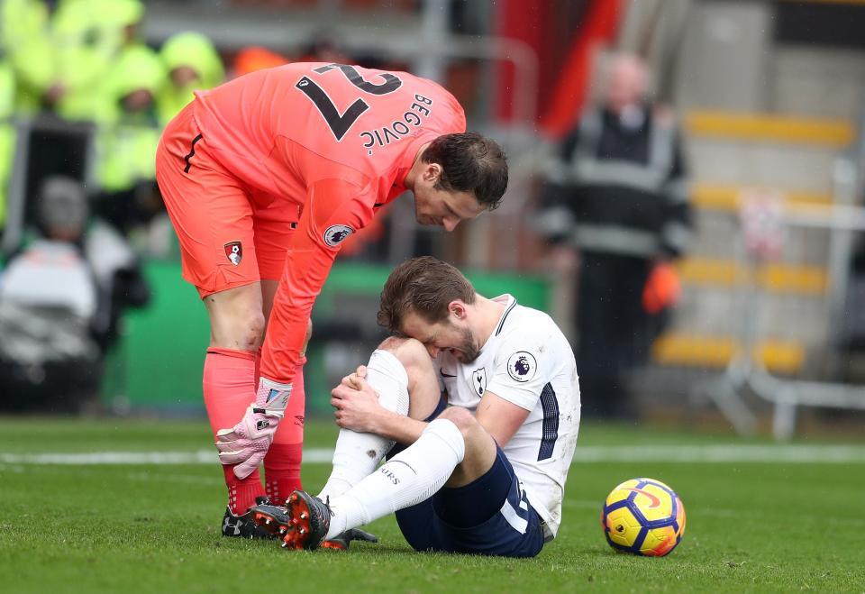  England and Tottenham super-striker Harry Kane was floored by the Bournemouth keeper