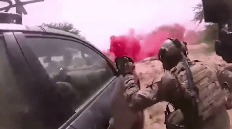  Dramatic footage shows a US soldier exchanging fire with extremists