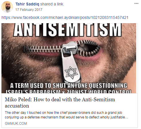  One shared an article about how to deal with accusations of anti-semitism, and said that anyone who accused them of it was trying to shut them up about Israel