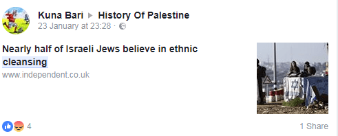  One member shared an article saying Jews supported ethnic cleansing