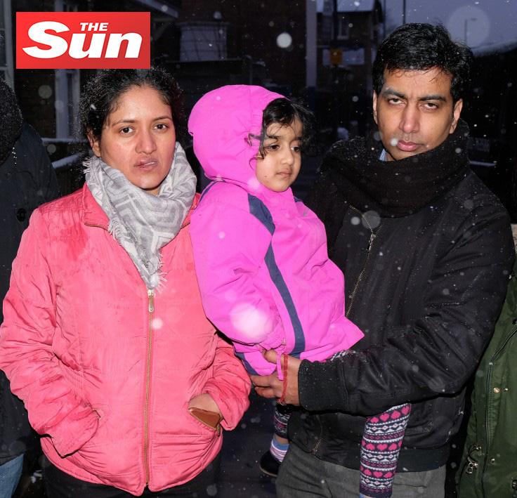  Shilpa, whose face hit headrest, with daughter Amaira and husband Faheem after Ant smashed into the family's green car