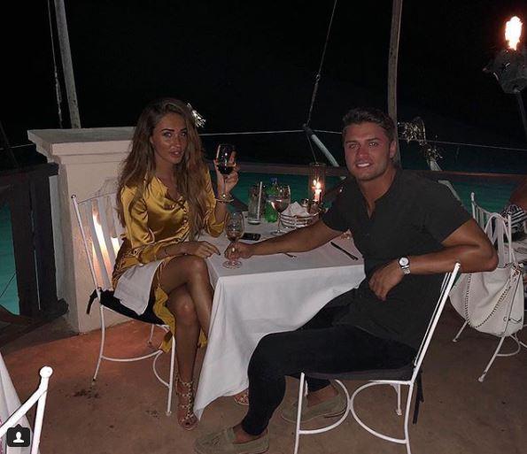  One pic from her recent holiday with boyfriend Mike Thalassitis showed her digits hidden behind a table cloth