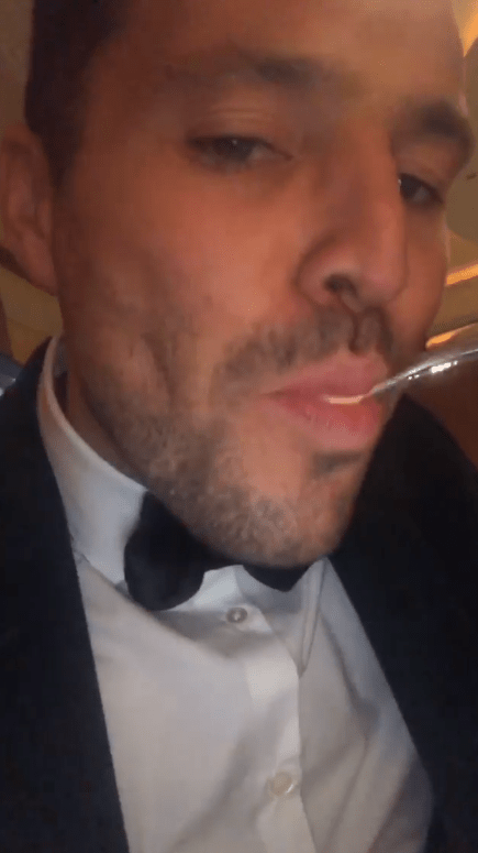  The former Towie star seemed to be really enjoying his pudding