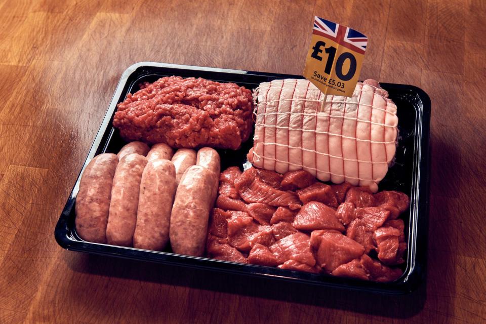  The supermarket reckons its £10 meat pack will feed a family of four for two weeks