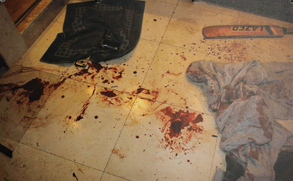  Horror . . . South African police photos of the bathroom floor where Reeva was shot