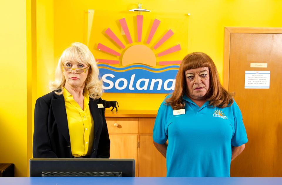  Sherrie Hewson as Joyce and Tim Healy as Lesley. Benidorm is ITV’s longest running comedy