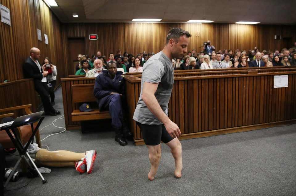  Legal drama . . . Pistorius in court minus artificial legs