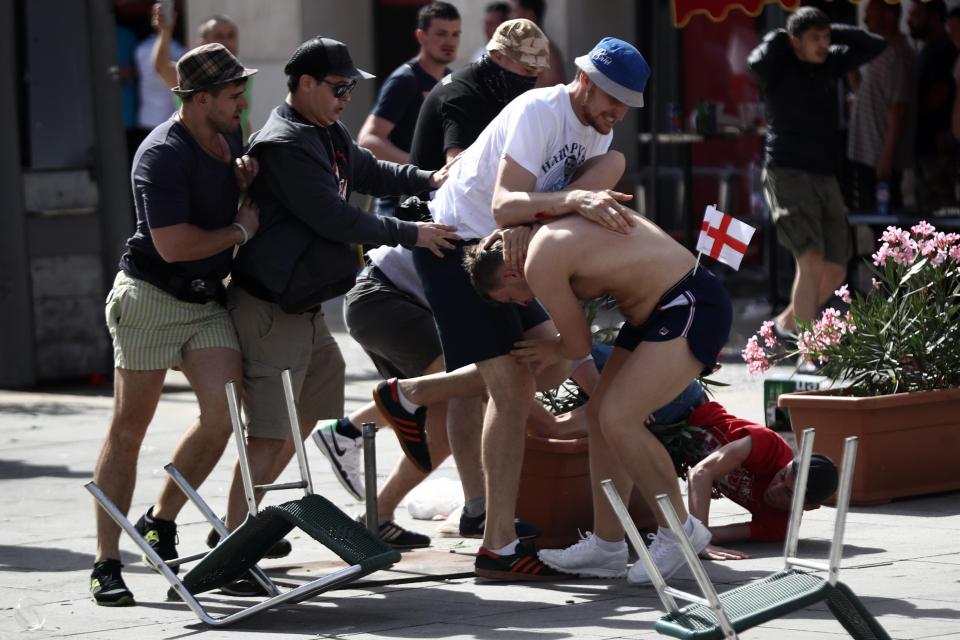  Russian yobs target a Three Lions fan in Marseilles during the summer of 2016