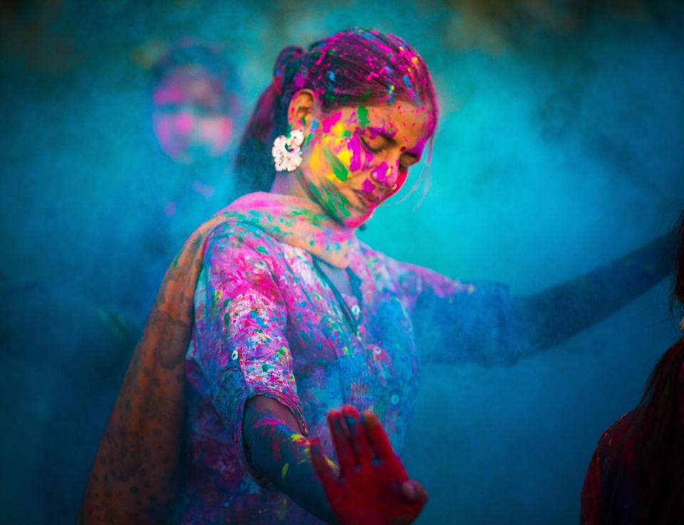  The festivities around Holi often involve getting covered in bright paints