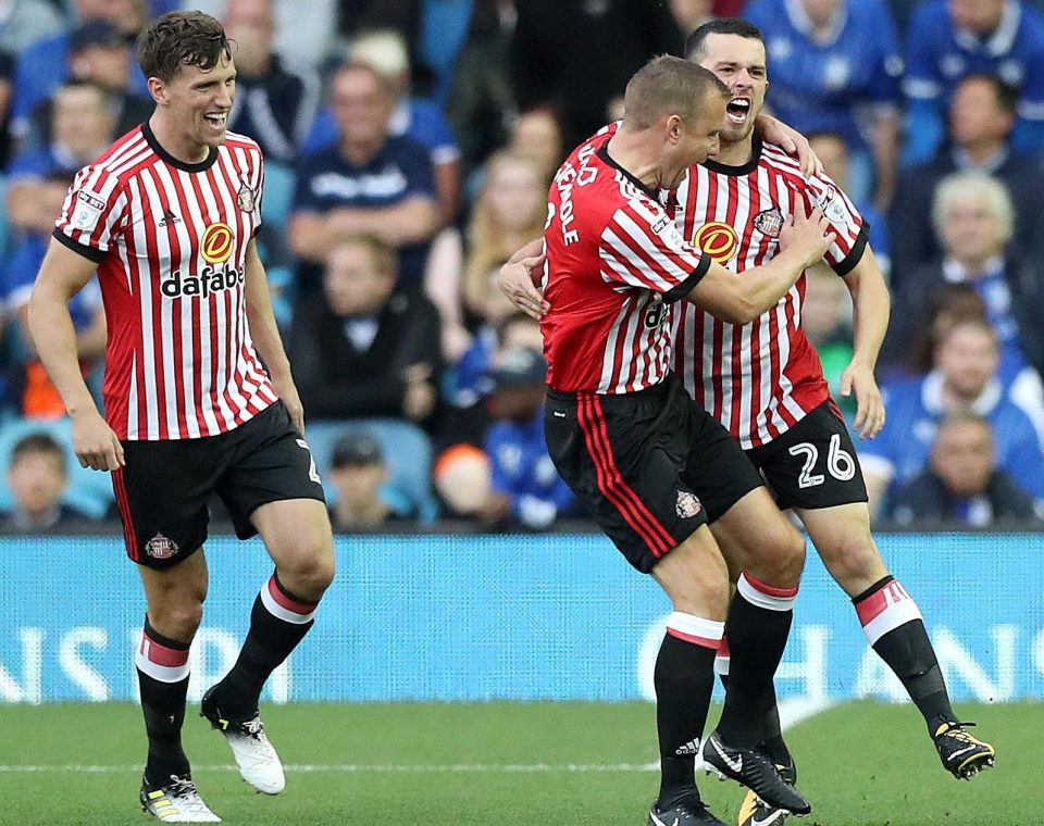  George Honeyman celebrates putting Sunderland ahead in the 1-1 draw at Hillsbrough