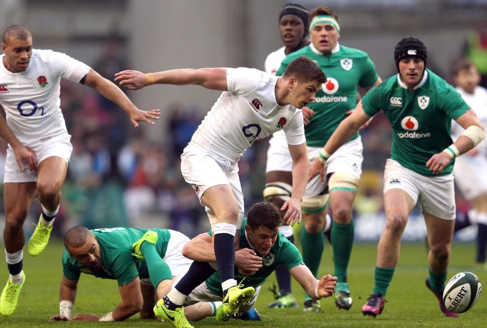  Owen Farrell of England follows a loose ball in last season's 13-9 defeat to Ireland