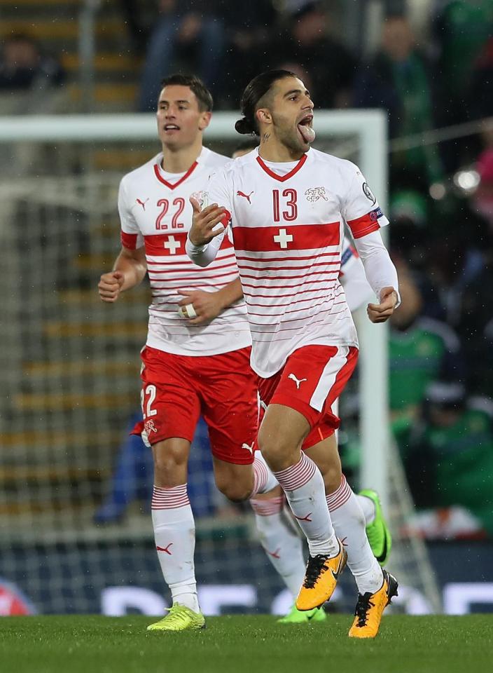  Ricardo Rodriguez celebrates after scoring against Northern Ireland