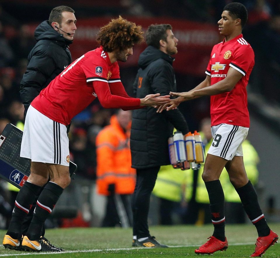  Midfielder Marouane Fellaini came on for Rashford in the 70th minute