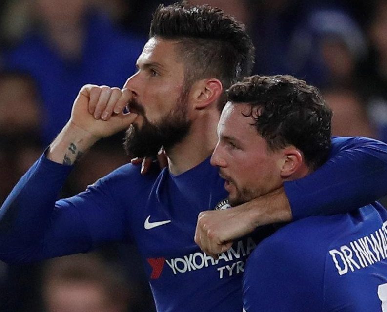  Olivier Giroud celebrates his first goal for Chelsea against Hull City in the FA Cup