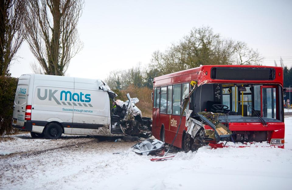  Thames Valley Police were called to a collision between a van and bus in Stoke Mandeville, Buckinghamshire