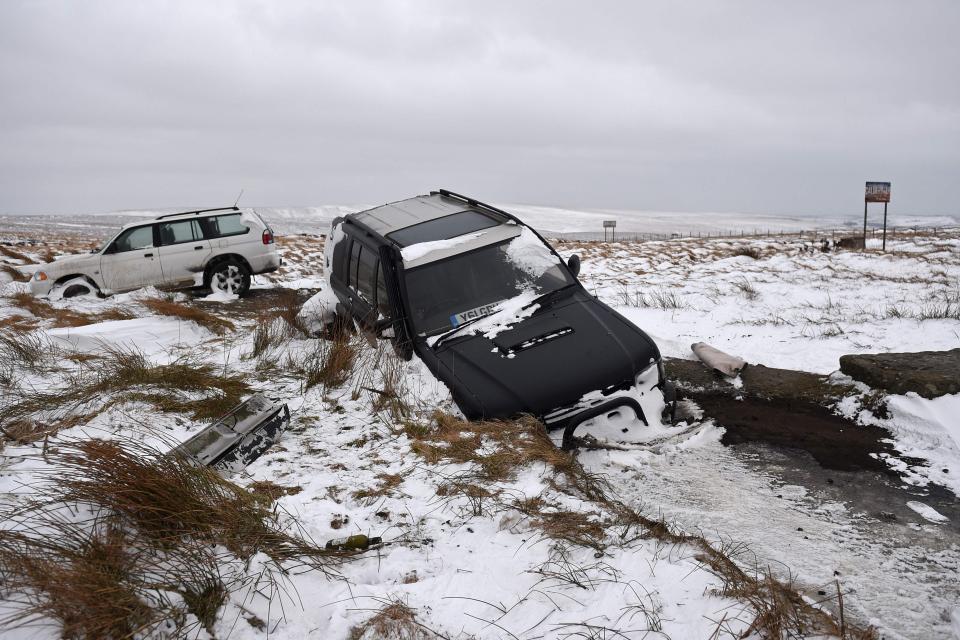  Abandoned 4x4 vehicles near to the M62 motorway, north east of Manchester