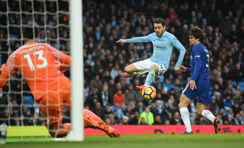  Bernardo Silva latched onto David Silvas cross to give Man City the lead against Chelsea