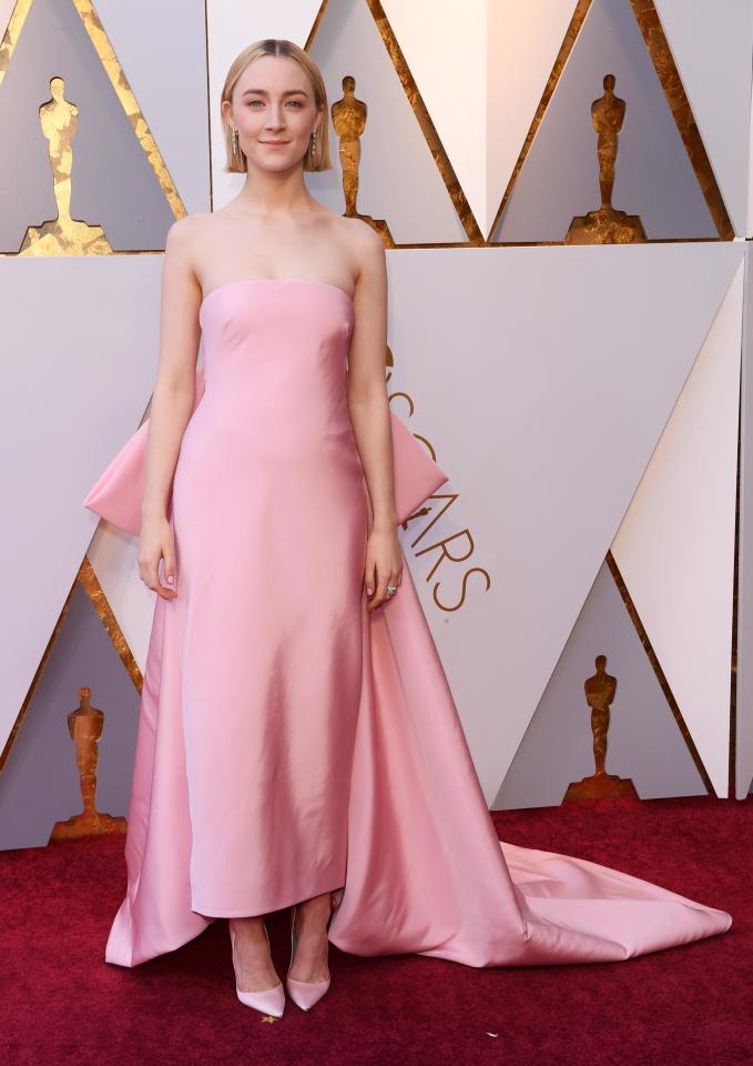  Saoirse Ronan looked pretty in pink as she stunned in satin gown and matching pointed shoes