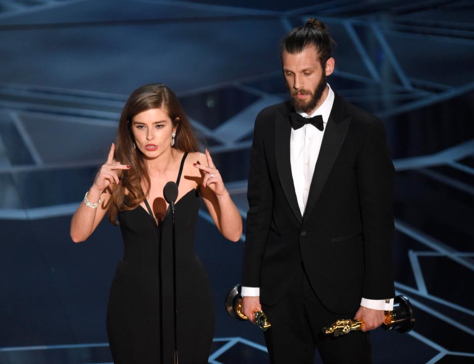  In an emotional moment at the Oscars, Rachel Shenton gave her speech in sign language after winning Best Live Action Short Film  for The Silent Child