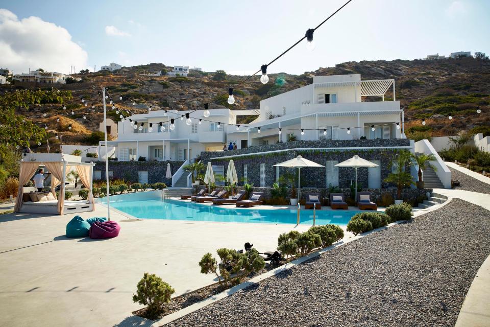  The hotel has a beautiful outdoor pool area set in the Greek hills