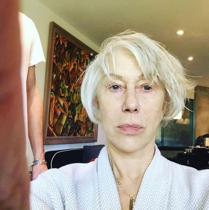 Helen Mirren shared a candid 'before' snap while getting ready for the Oscars on Sunday 